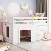 Bellemave® Twin Size Low Loft Bed with Cabinet and Shelf - Bellemave